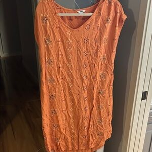 Sonoma Vibrant Orange Patterned Mini Dress